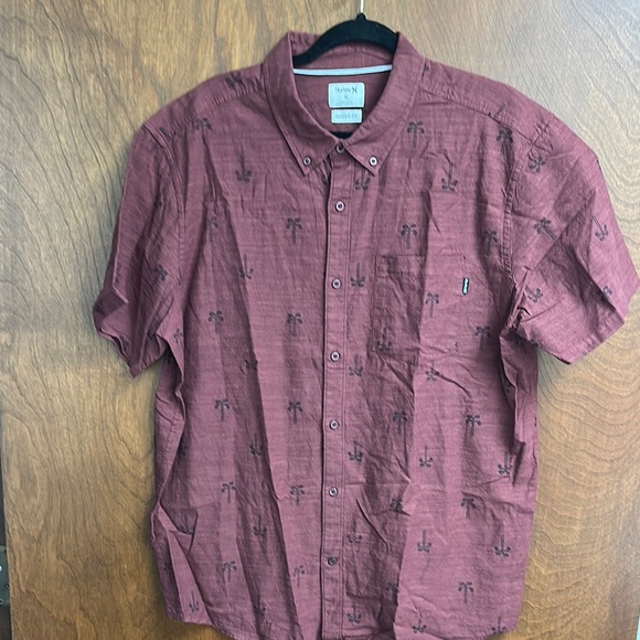Hurley Red Casual Button Down Shirt Relaxed Fit - Picture 3 of 4